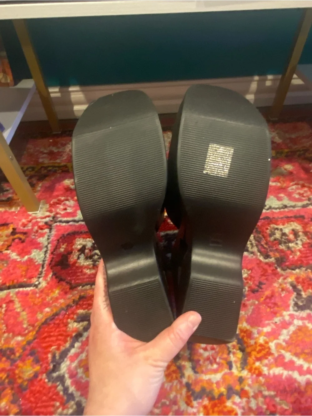 Black Star-Cut Wedge Slide Mule - size 11